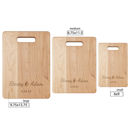 Personalized Maple Cutting Board for Couple - Custom Wedding Gift - Engraved Kitchen Decor - Anniversary Gift - Handmade in USA