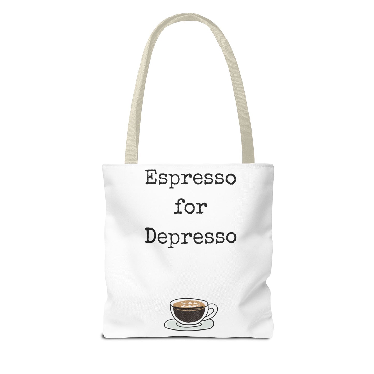 Espresso for Depresso Tote Bag, Coffee Lover Gift, Cute Grocery Bag, Casual Everyday Tote, Funny Quote Bag, Eco-Friendly Shopping Bag