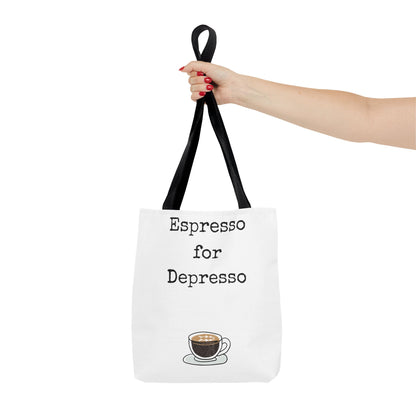 Espresso for Depresso Tote Bag, Coffee Lover Gift, Cute Grocery Bag, Casual Everyday Tote, Funny Quote Bag, Eco-Friendly Shopping Bag