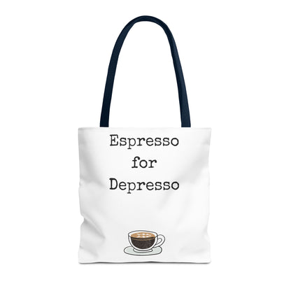 Espresso for Depresso Tote Bag, Coffee Lover Gift, Cute Grocery Bag, Casual Everyday Tote, Funny Quote Bag, Eco-Friendly Shopping Bag
