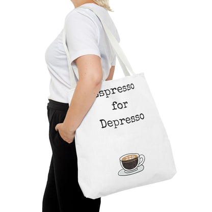 Espresso for Depresso Tote Bag, Coffee Lover Gift, Cute Grocery Bag, Casual Everyday Tote, Funny Quote Bag, Eco-Friendly Shopping Bag