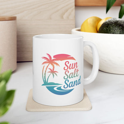 Sunset Beach Ceramic Mug, Beach Lover Gift, Vacation Coffee Mug, Tropical Home Decor, Summer Vibes Cup
