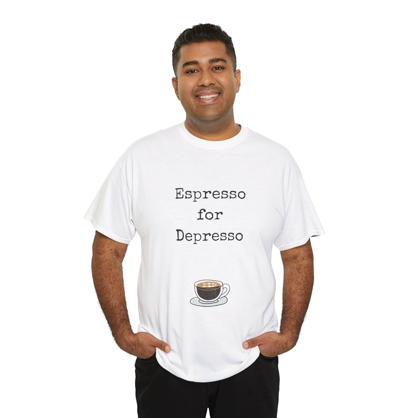 Espresso for Depresso Unisex Tee, Coffee Lover Gift, Cute Casual Tee, Funny Quote Shirt, Coffee Addiction Apparel