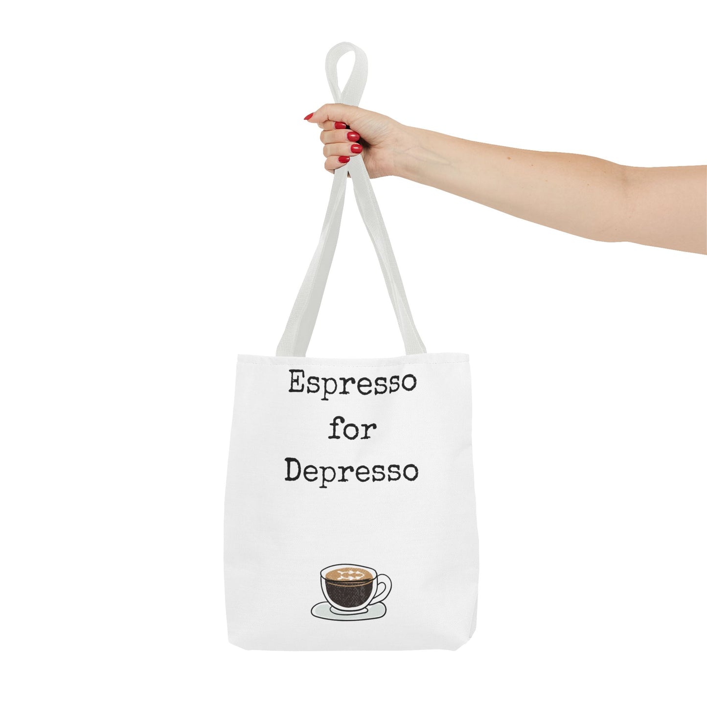Espresso for Depresso Tote Bag, Coffee Lover Gift, Cute Grocery Bag, Casual Everyday Tote, Funny Quote Bag, Eco-Friendly Shopping Bag