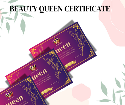 Queen Beauty Pageant Certificate – Printable Award for Pageant Winners, Grace & Excellence Recognition