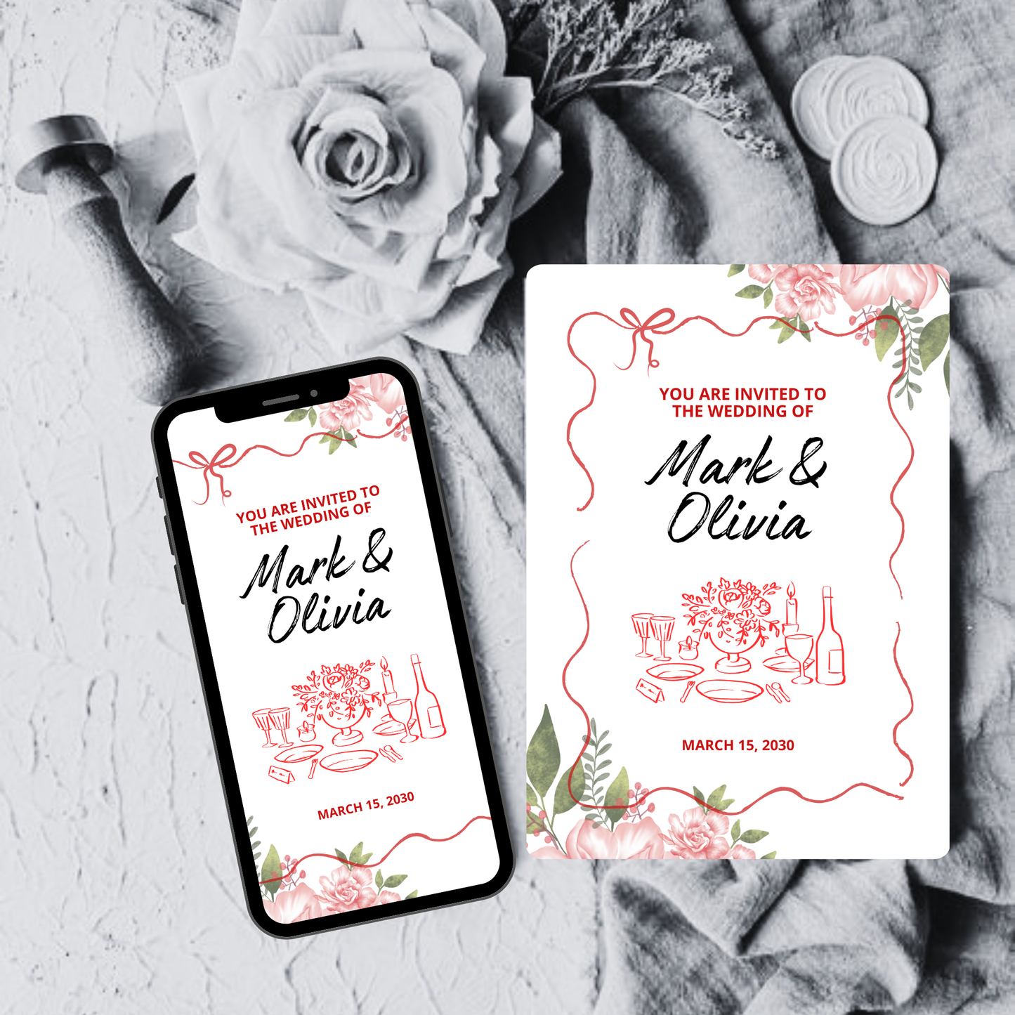 Wedding Card Invitation, Bridal Shower Invite, Custom Invitations, Modern Invite Suite, Minimal Invitation, Elegant Wedding Invitation