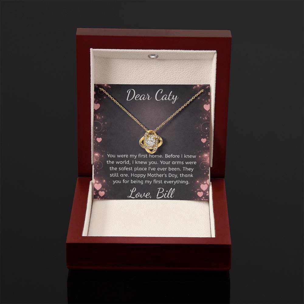 Mom Necklace Gift – "You Were My First Home" Custom Gold Necklace for Mother's Day