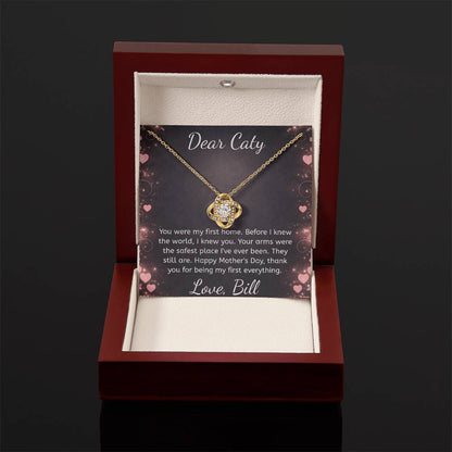 Mom Necklace Gift – "You Were My First Home" Custom Gold Necklace for Mother's Day