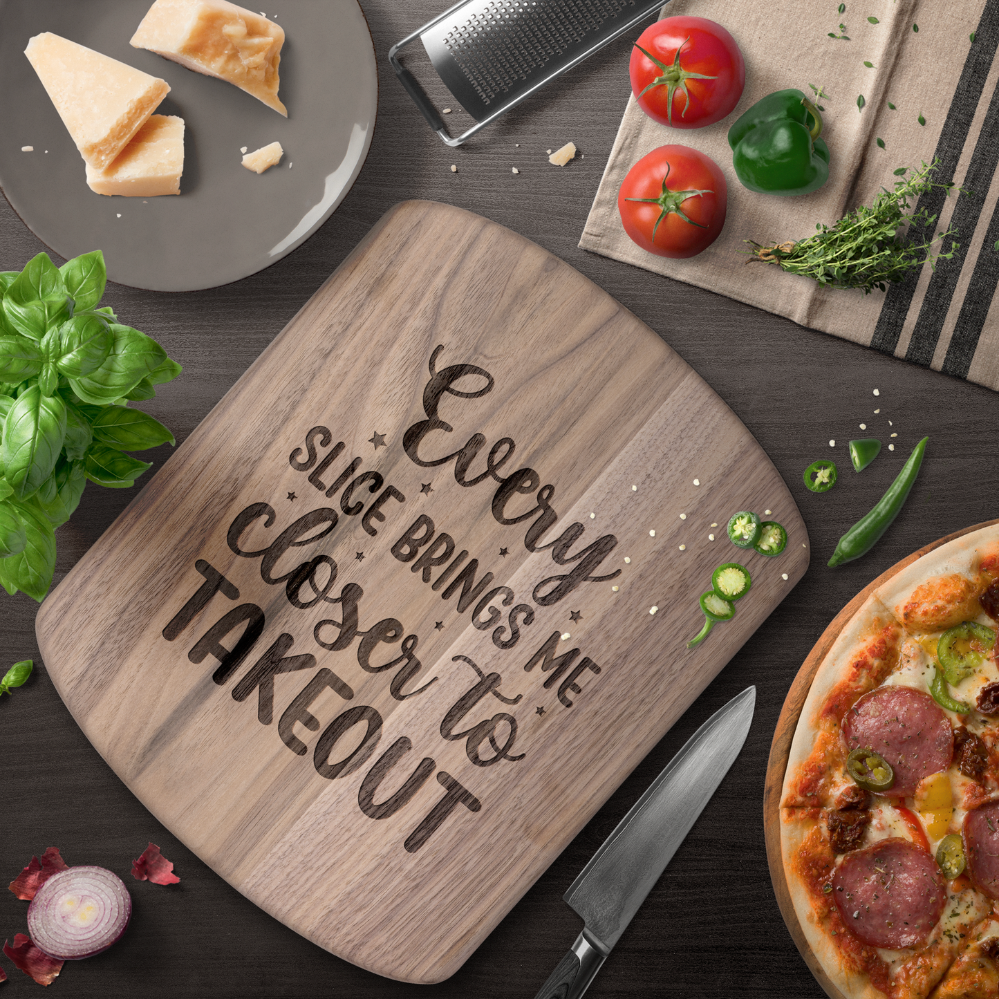Every Slice Brings Me Closer to Takeout - Hardwood Oval Cutting Board