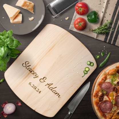 Personalized Maple Cutting Board for Couple - Custom Wedding Gift - Engraved Kitchen Decor - Anniversary Gift - Handmade in USA