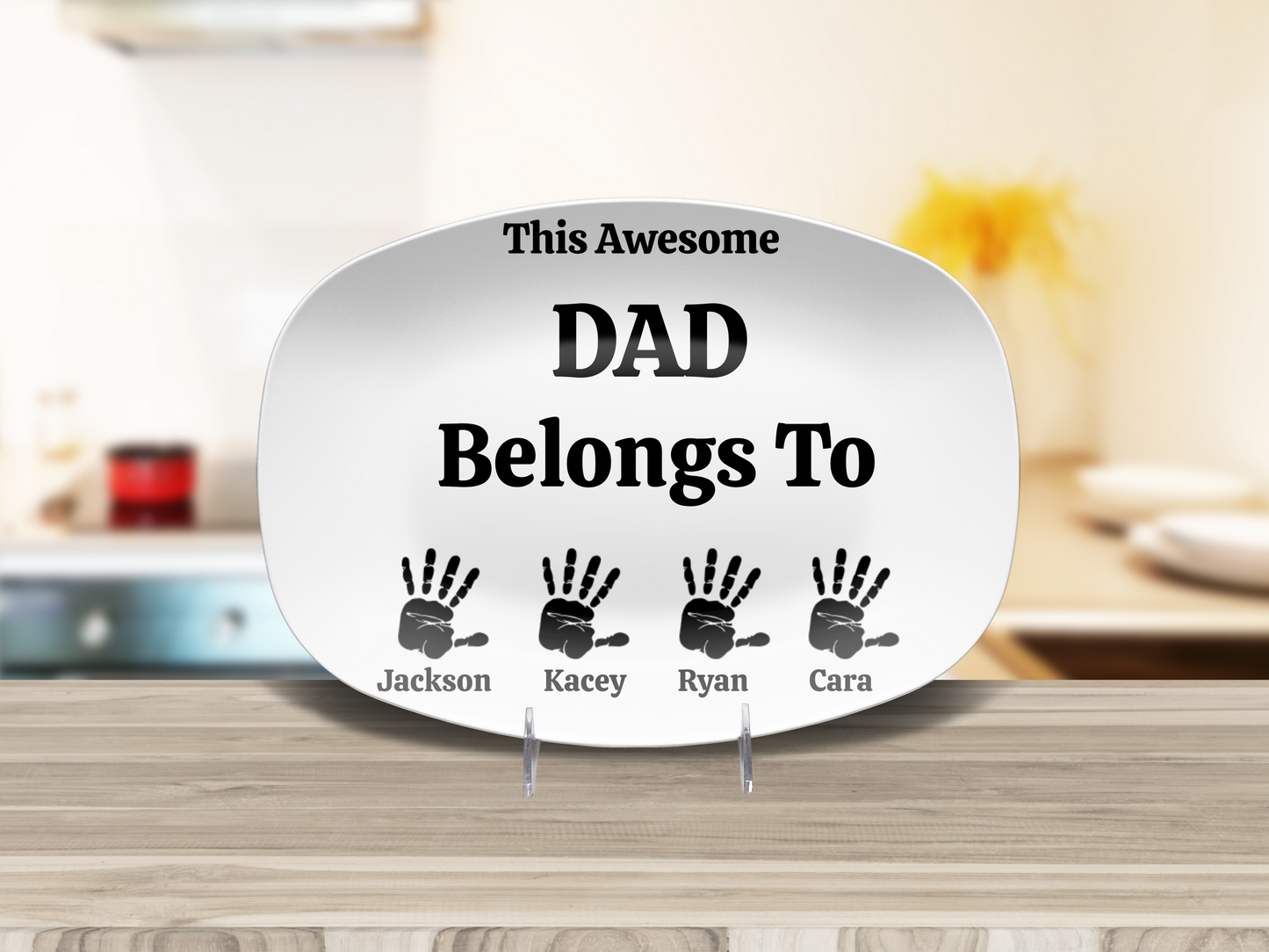 Personalized Father's Day Plate – Custom Handprint Gift for Dad from Kids – Unique Dad Gift with Children's Names