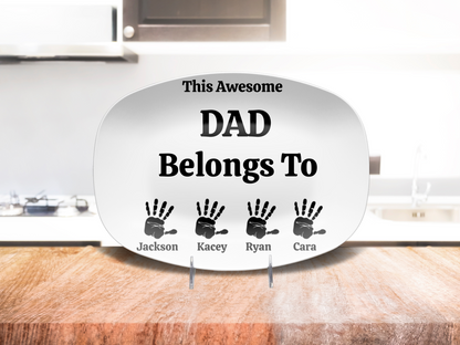 Personalized Father's Day Plate – Custom Handprint Gift for Dad from Kids – Unique Dad Gift with Children's Names