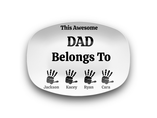 Personalized Father's Day Plate – Custom Handprint Gift for Dad from Kids – Unique Dad Gift with Children's Names